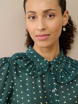 Brora Silk Long Sleeve Collar Blouse - view 2, Ivy