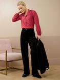 Brora Silk Long Sleeve Collar Blouse, Rosehip