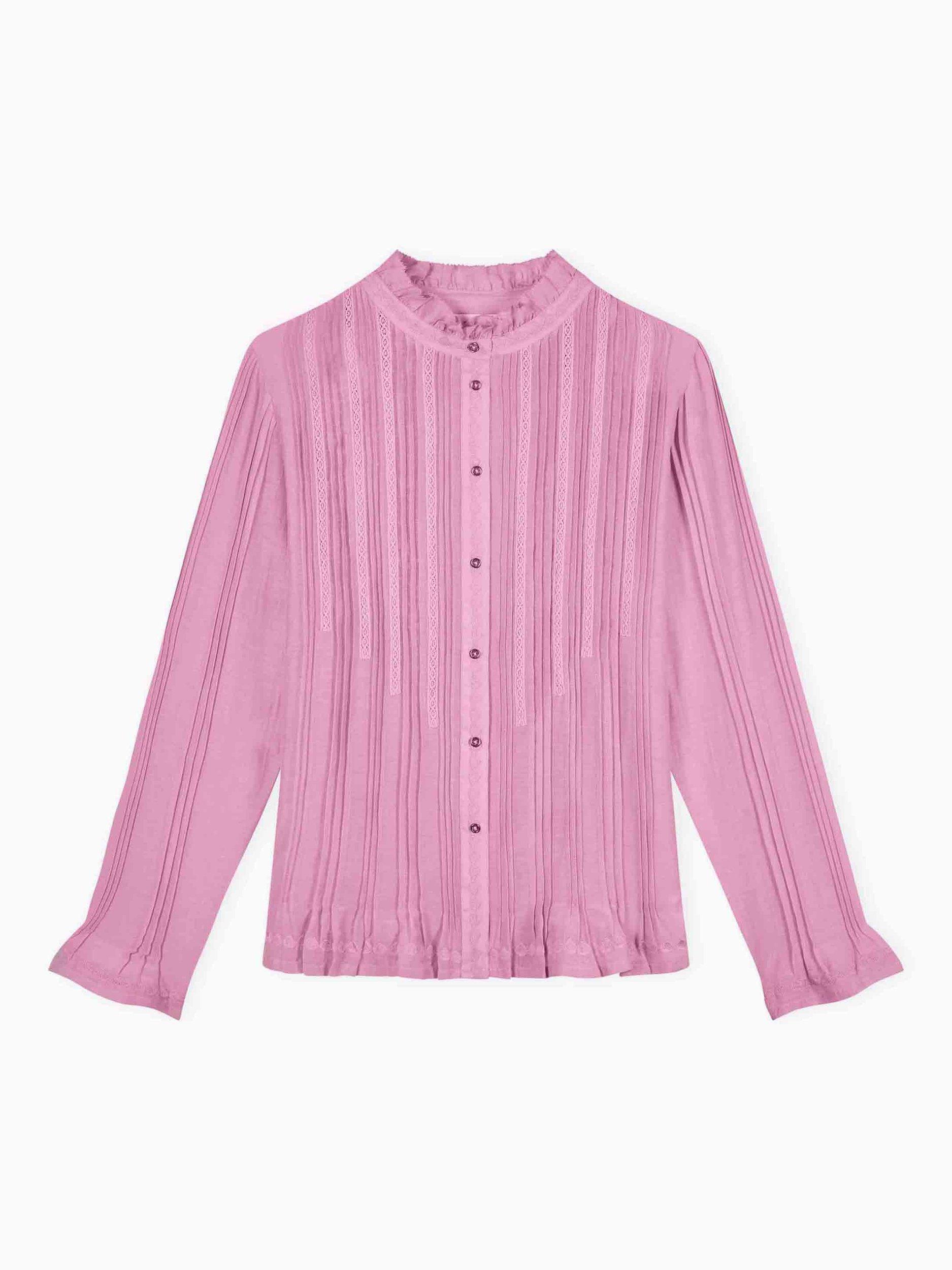 Product image 4 of 4, which shows Brora Pintuck Embroidered Top, Orchid, 6