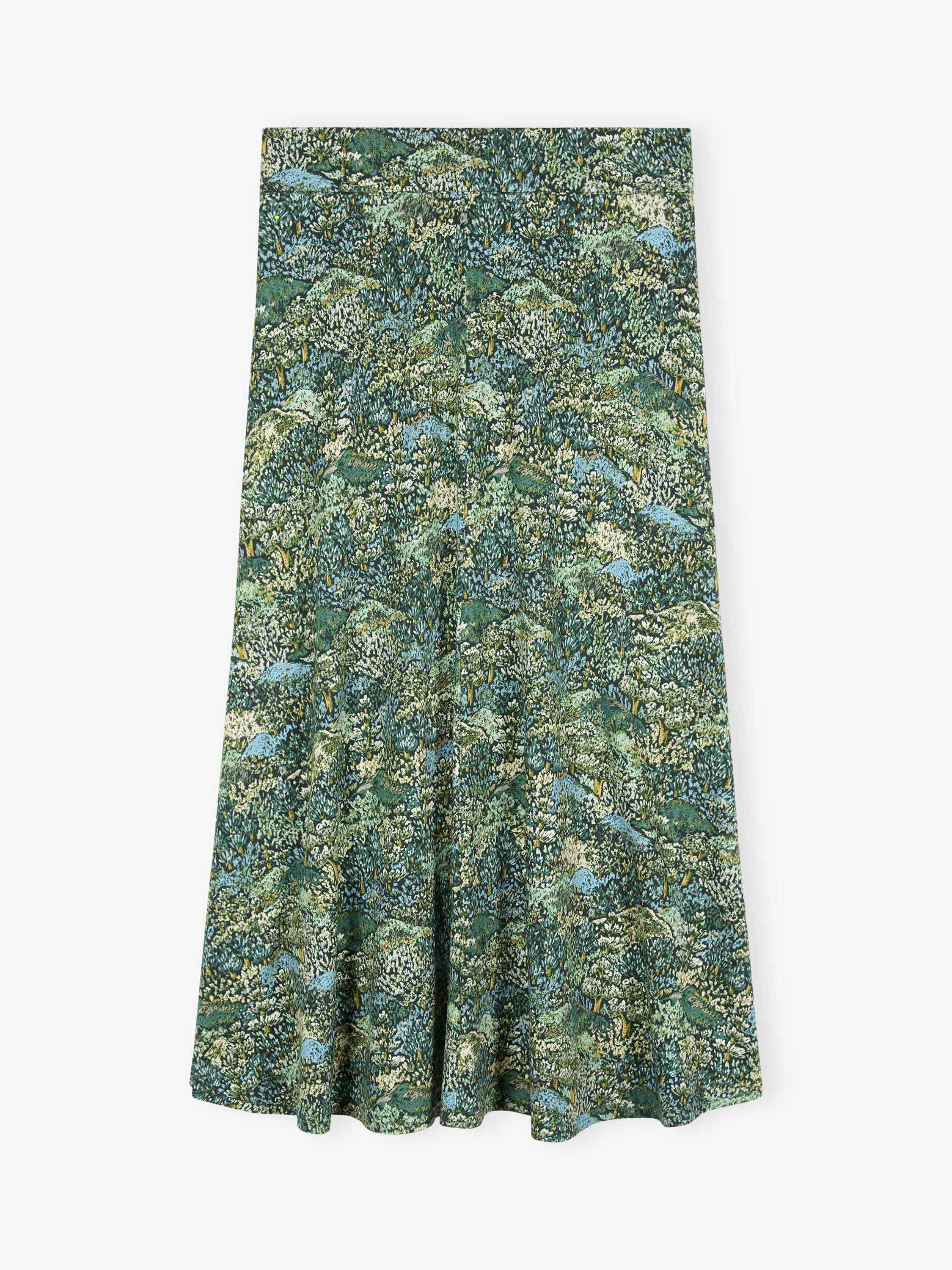 Product image 3 of 3, which shows Brora Liberty Print Jersey Skirt, Thyme, 6