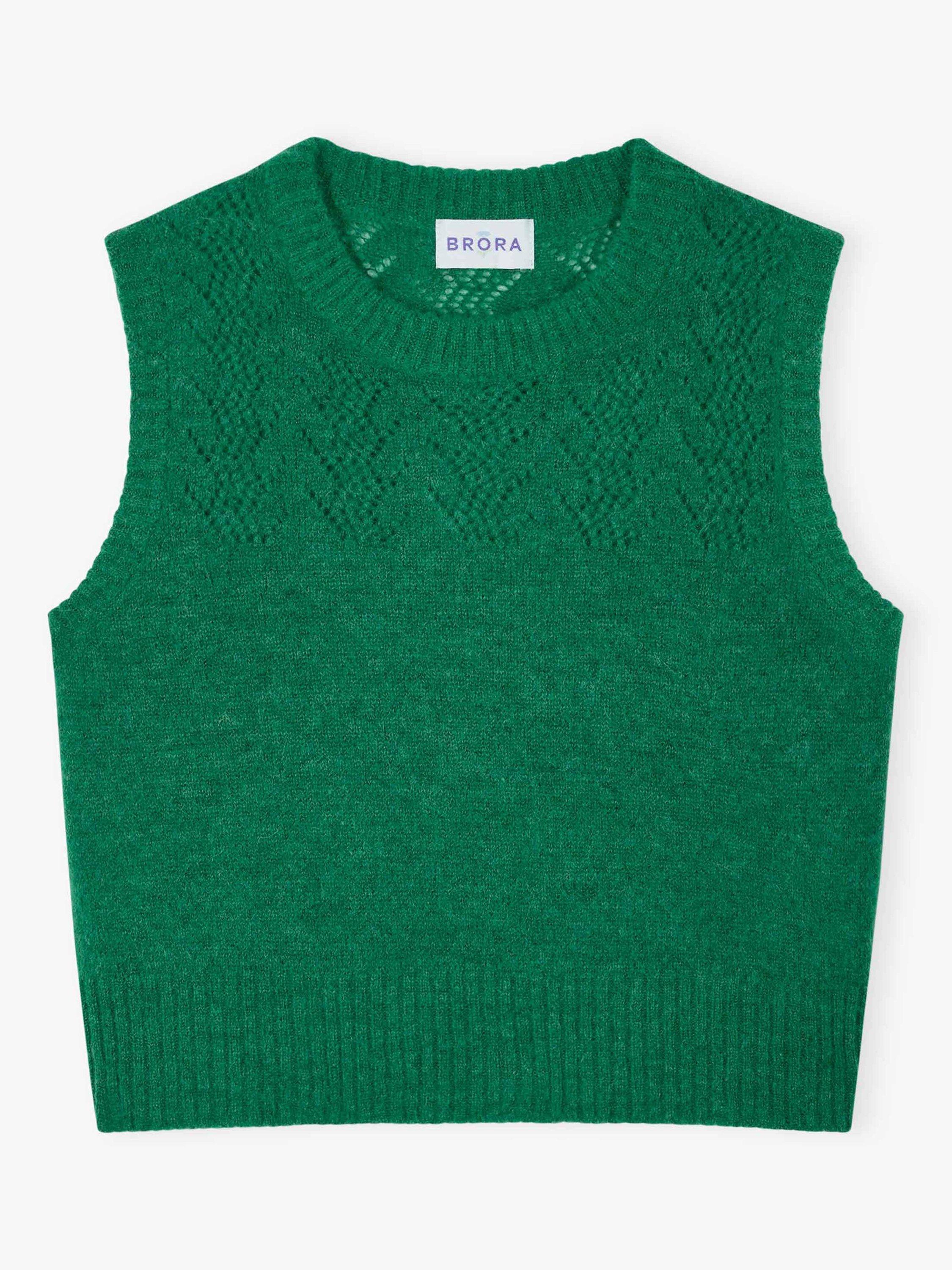 Product image 4 of 4, which shows Brora Crop Textured Alpaca Blend Tank, Emerald, 8