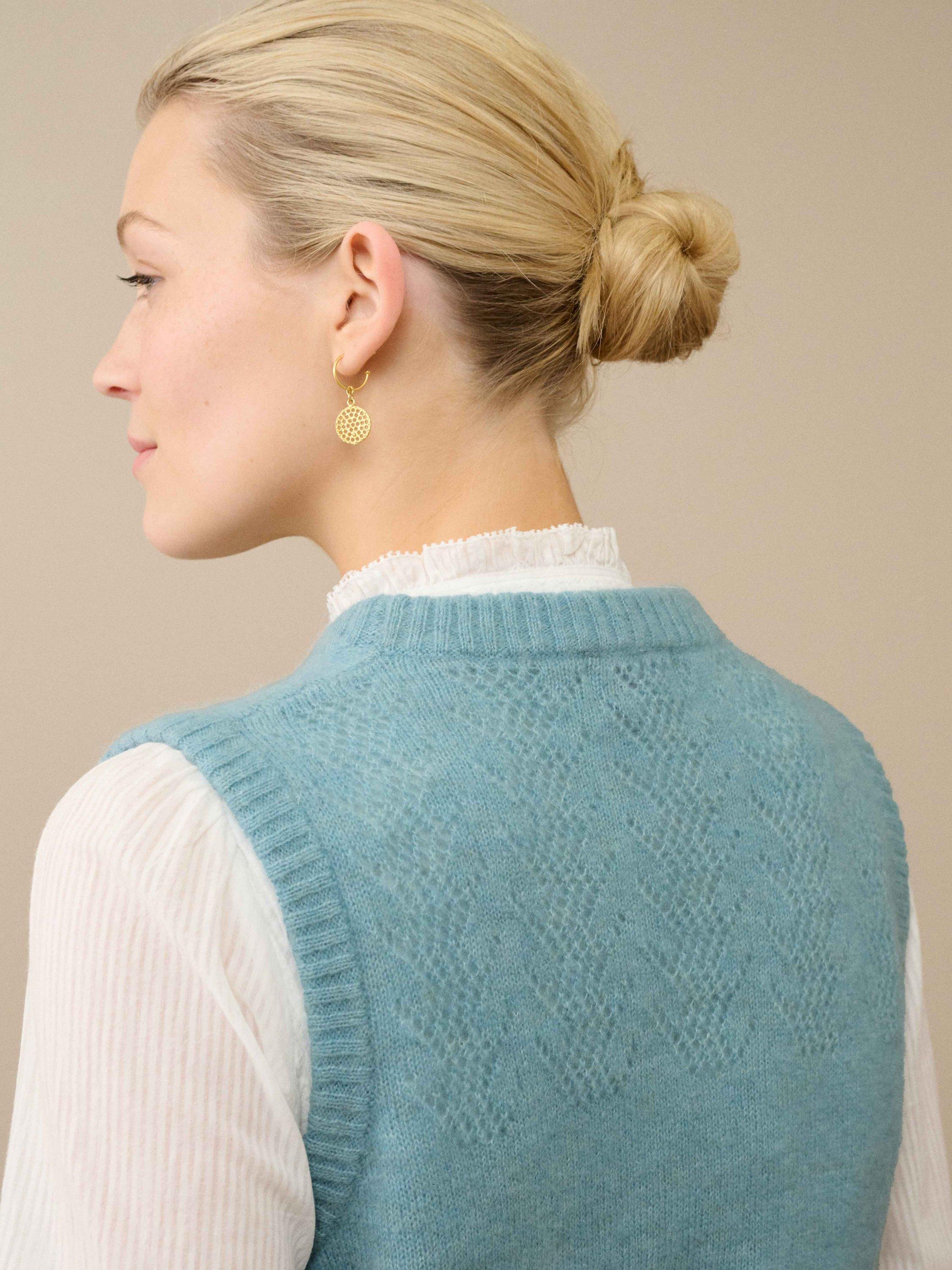 Product image 3 of 5, which shows Brora Crop Textured Alpaca Blend Tank, Mist, 8