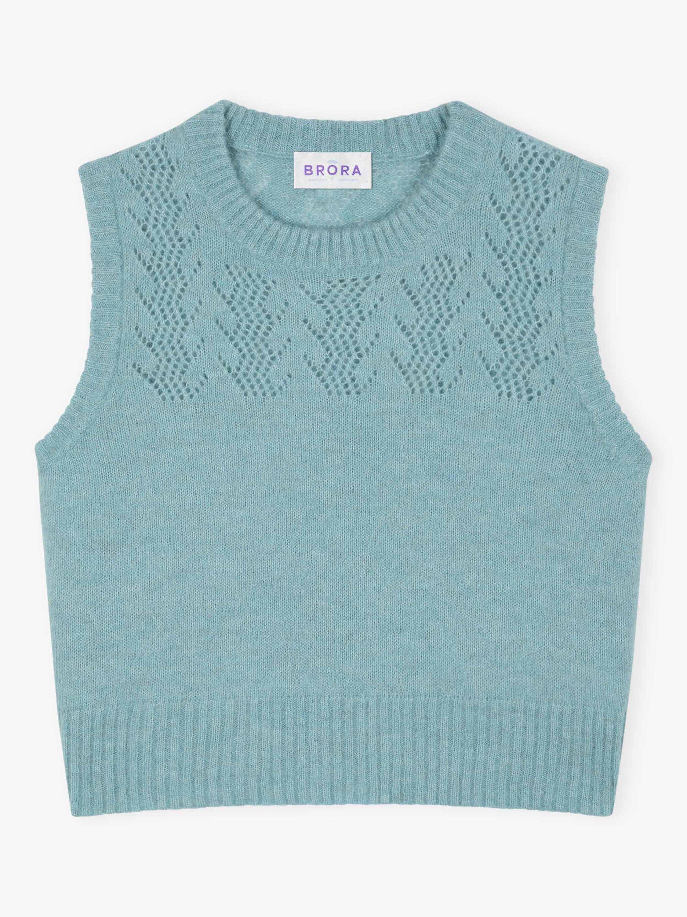 Product image 5 of 5, which shows Brora Crop Textured Alpaca Blend Tank, Mist, 8