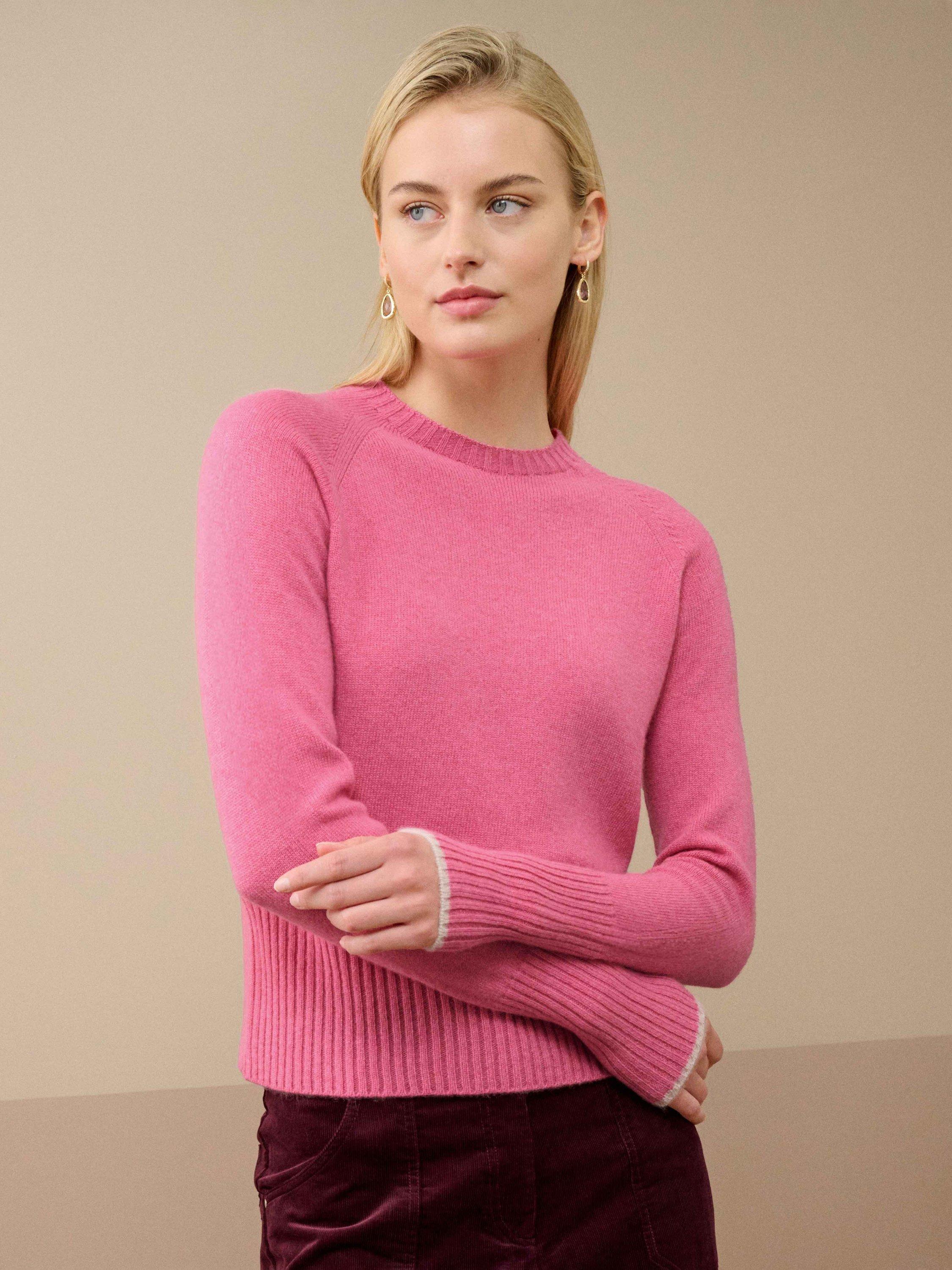 Product image 1 of 4, which shows Brora Boxy Pure Cashmere Jumper, Peony, 10