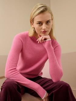 Brora Boxy Pure Cashmere Jumper - view 2, Peony