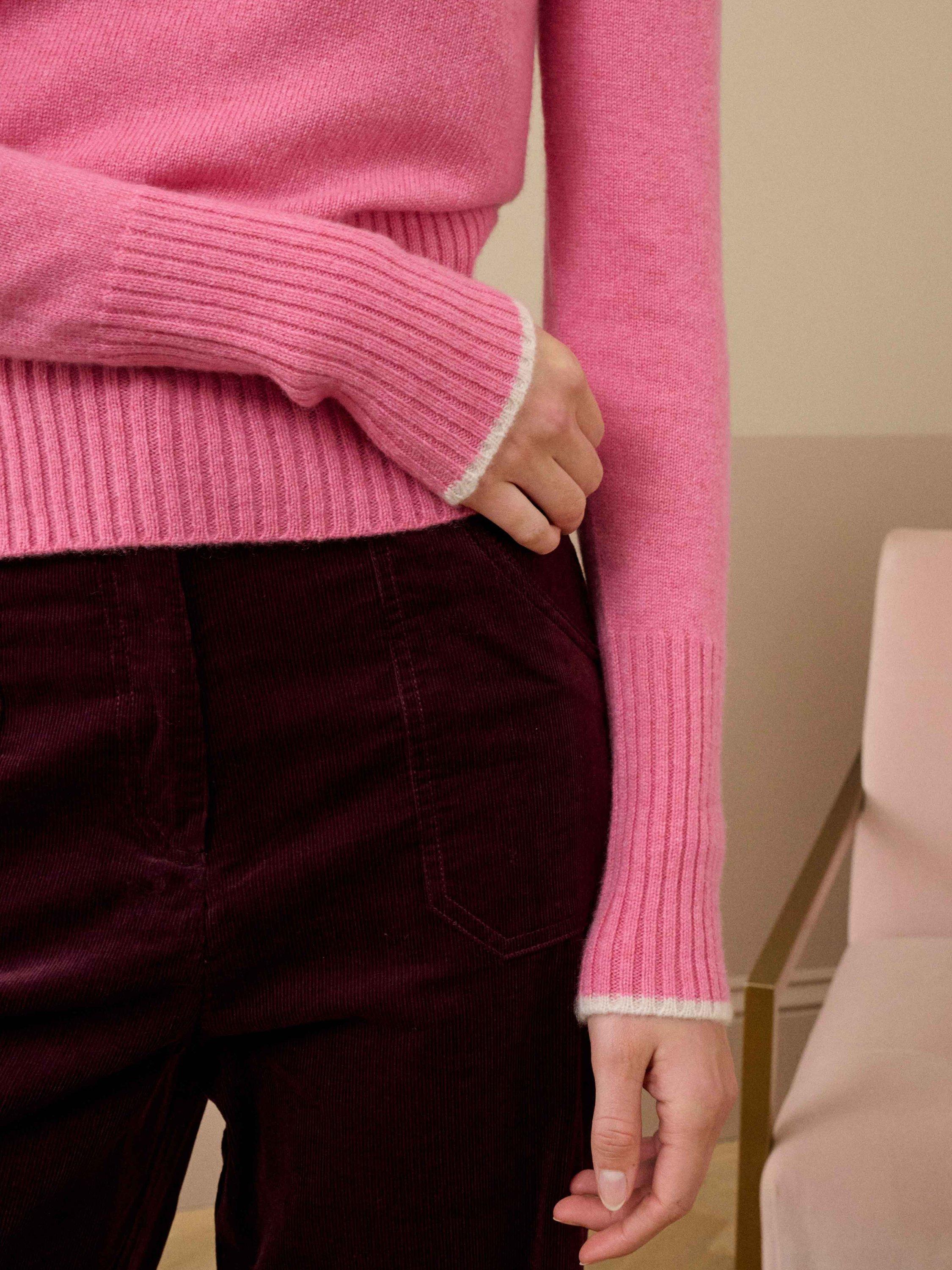 Product image 3 of 4, which shows Brora Boxy Pure Cashmere Jumper, Peony, 10