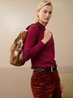 Brora Cable Knit Detail Pure Cashmere Jumper - view 2, Mulberry