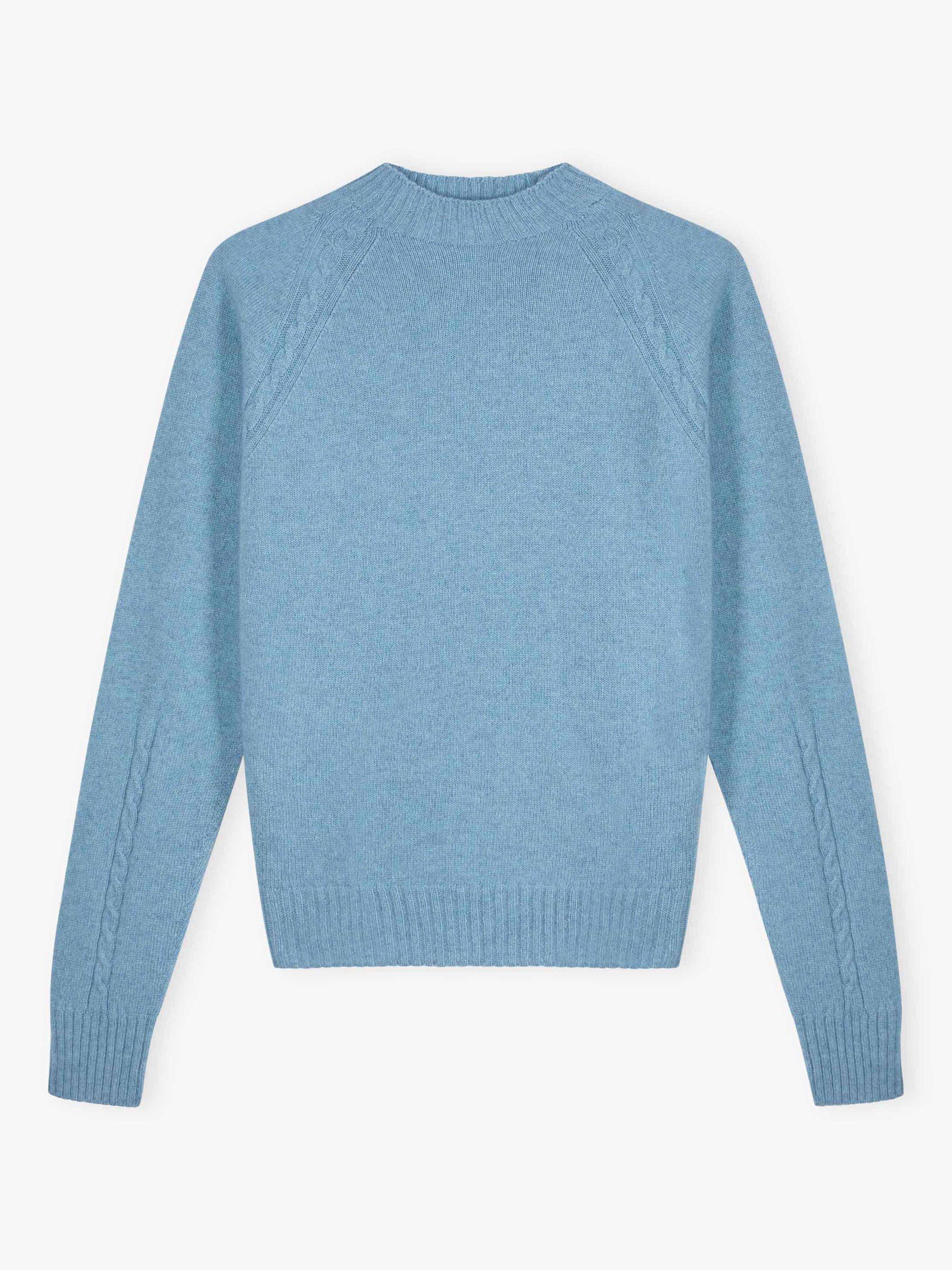 Product image 4 of 4, which shows Brora Cable Knit Detail Pure Cashmere Jumper, Wedgewood, 8