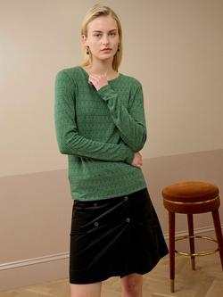 Brora Geometric Textured Jersey Top, Pine, Pine