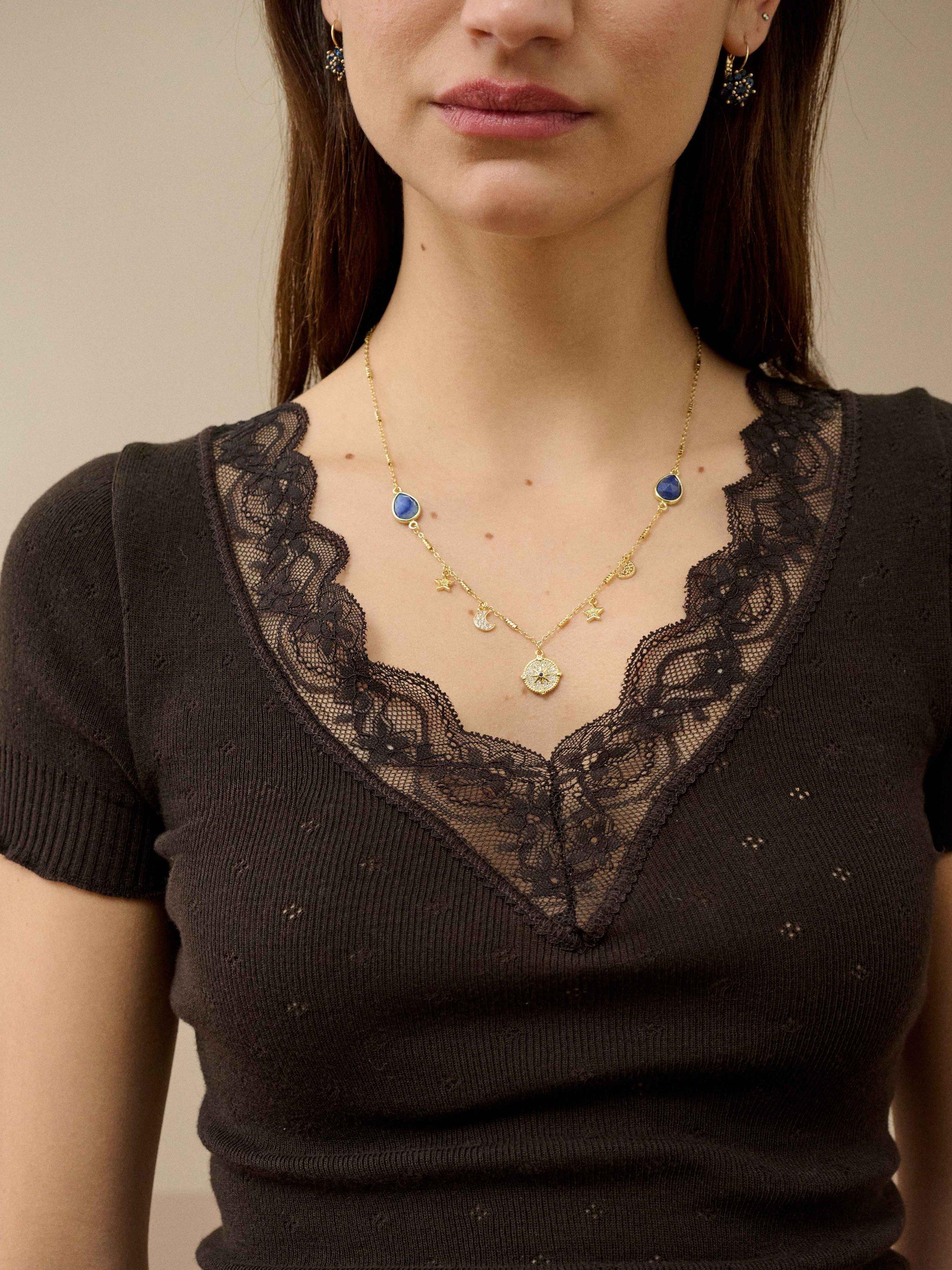 Product image 3 of 4, which shows Brora Lace Trim Cap Sleeve Top, Bitter Chocolate, 8-10