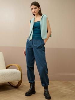 Brora Lace Trim Ribbed Camisole - view 2, Kingfisher