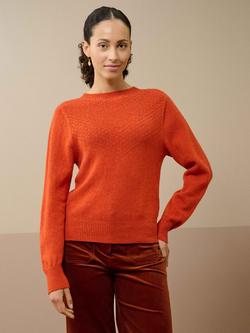 Brora Guernsey Pure Lambswool Jumper, Burnt Orange