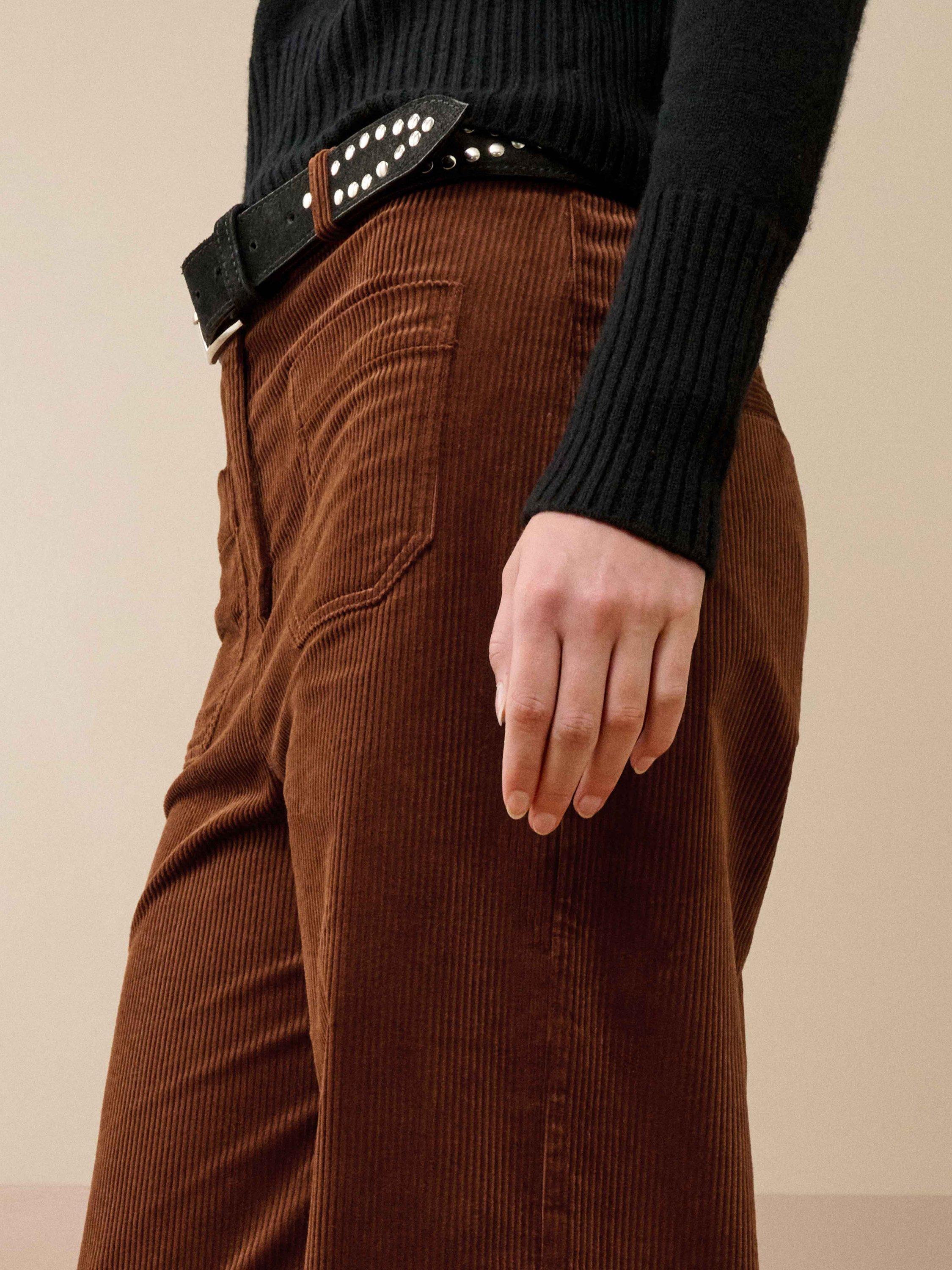 Product image 3 of 5, which shows Brora Corduroy Wide Leg Trousers, Copper, 10