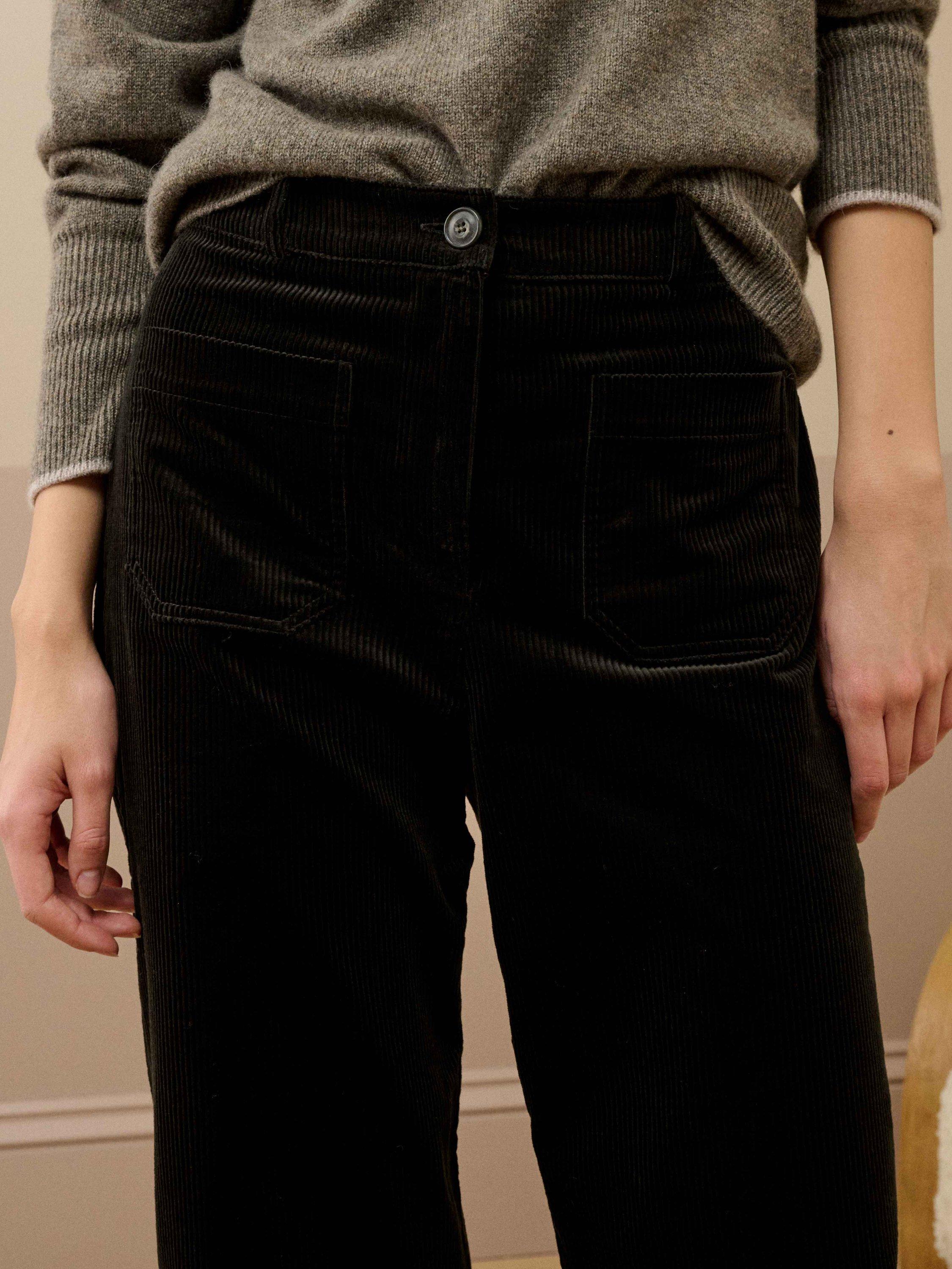 Product image 4 of 5, which shows Brora Corduroy Wide Leg Trousers, Seaweed, 8