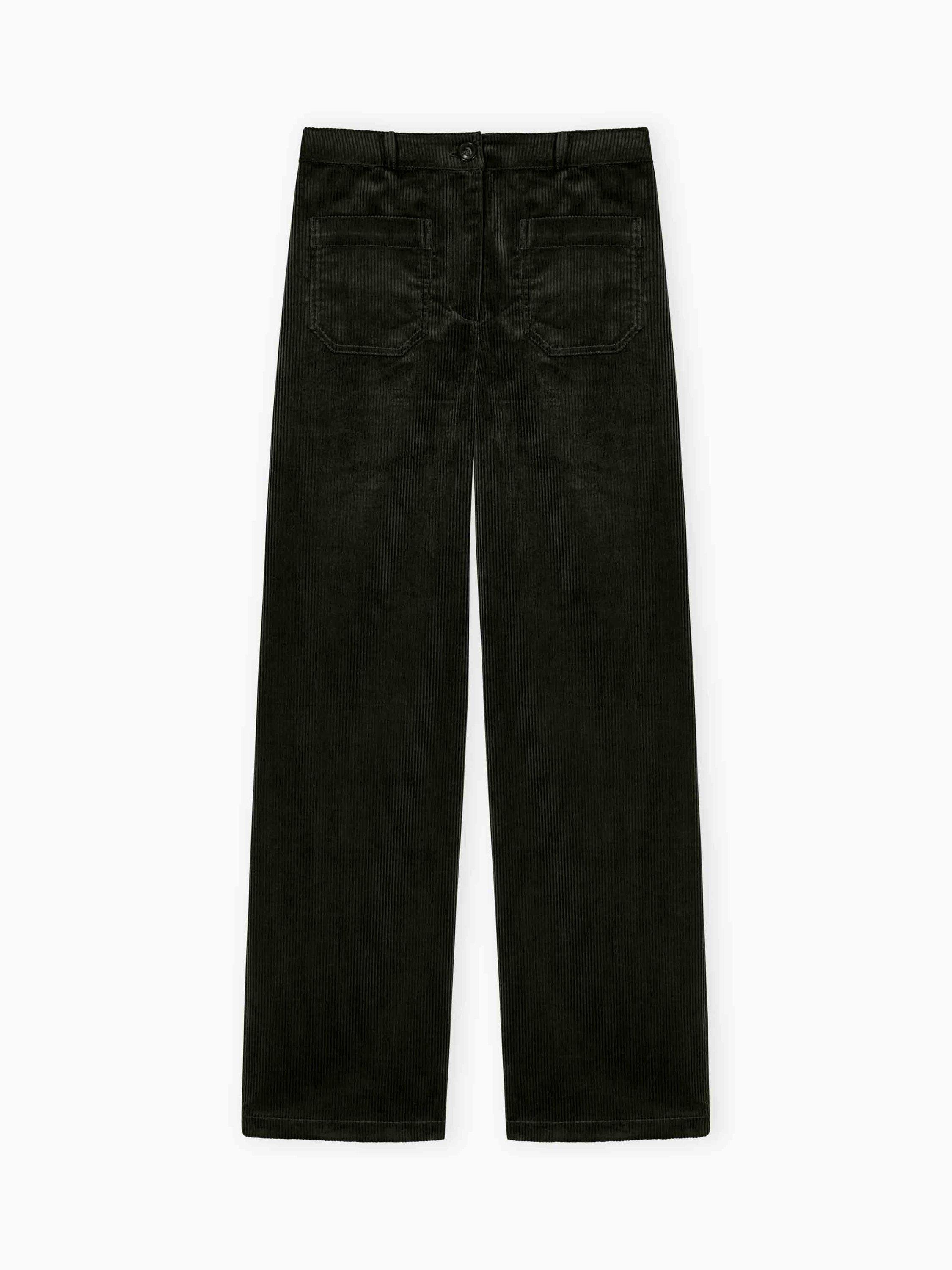Product image 5 of 5, which shows Brora Corduroy Wide Leg Trousers, Seaweed, 8