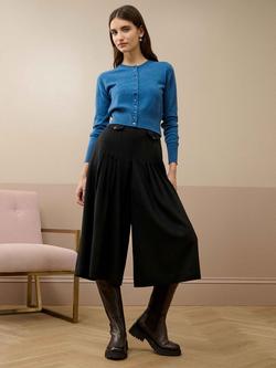 Brora Pure Wool Crepe Culottes, Black, Black
