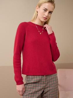 Brora Round Neck Pure Cashmere Jumper, Garnet