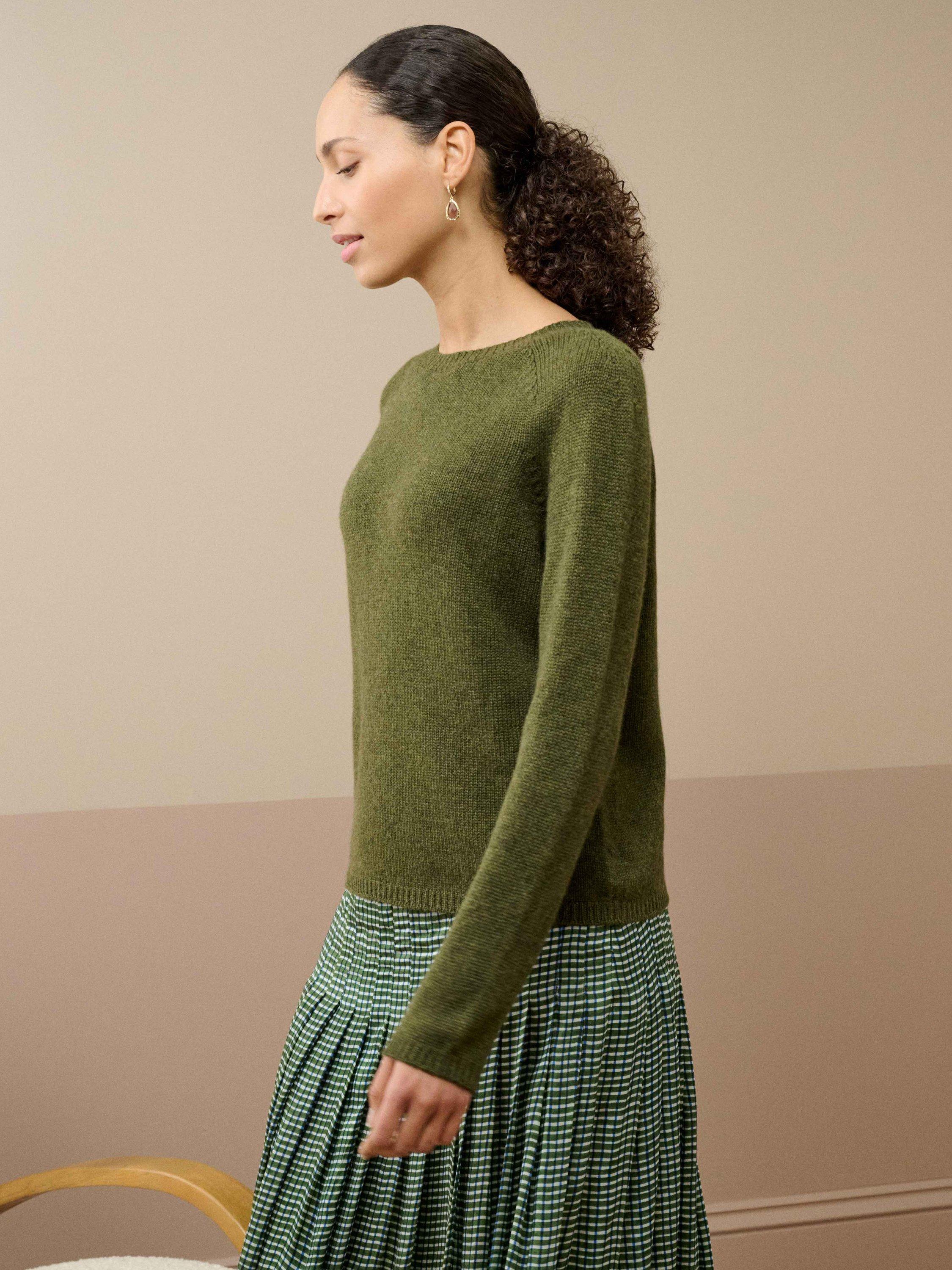 Product image 2 of 4, which shows Brora Round Neck Pure Cashmere Jumper, Sorrel, 8-10