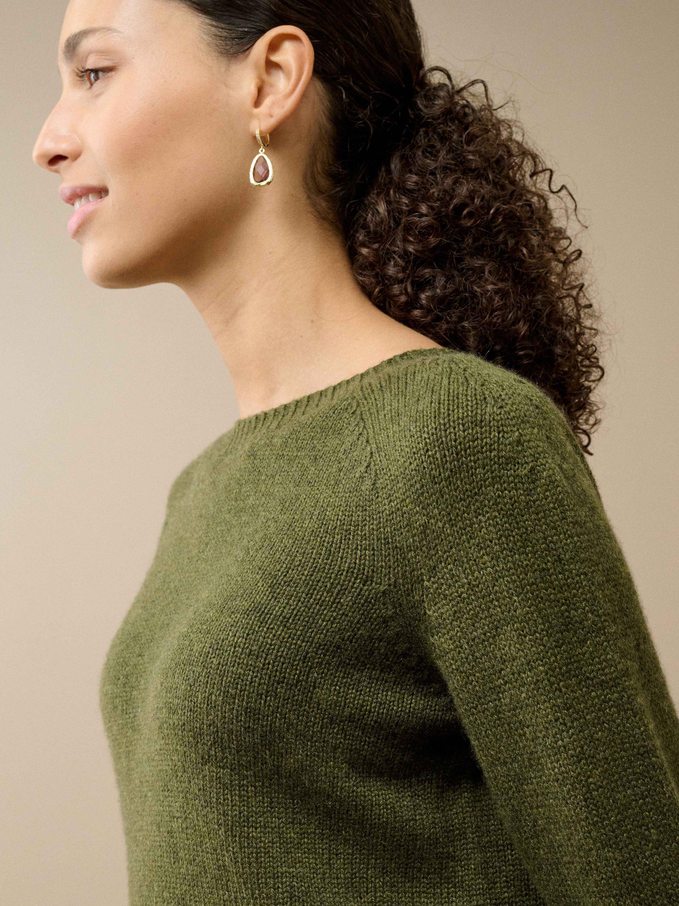 Product image 3 of 4, which shows Brora Round Neck Pure Cashmere Jumper, Sorrel, 8-10