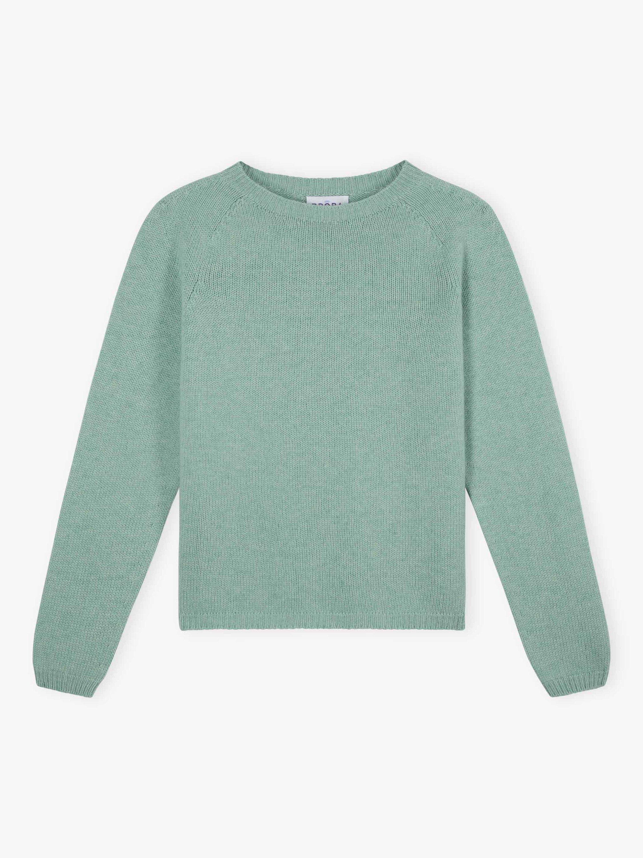 Product image 4 of 4, which shows Brora Round Neck Pure Cashmere Jumper, Seaspray, 8-10
