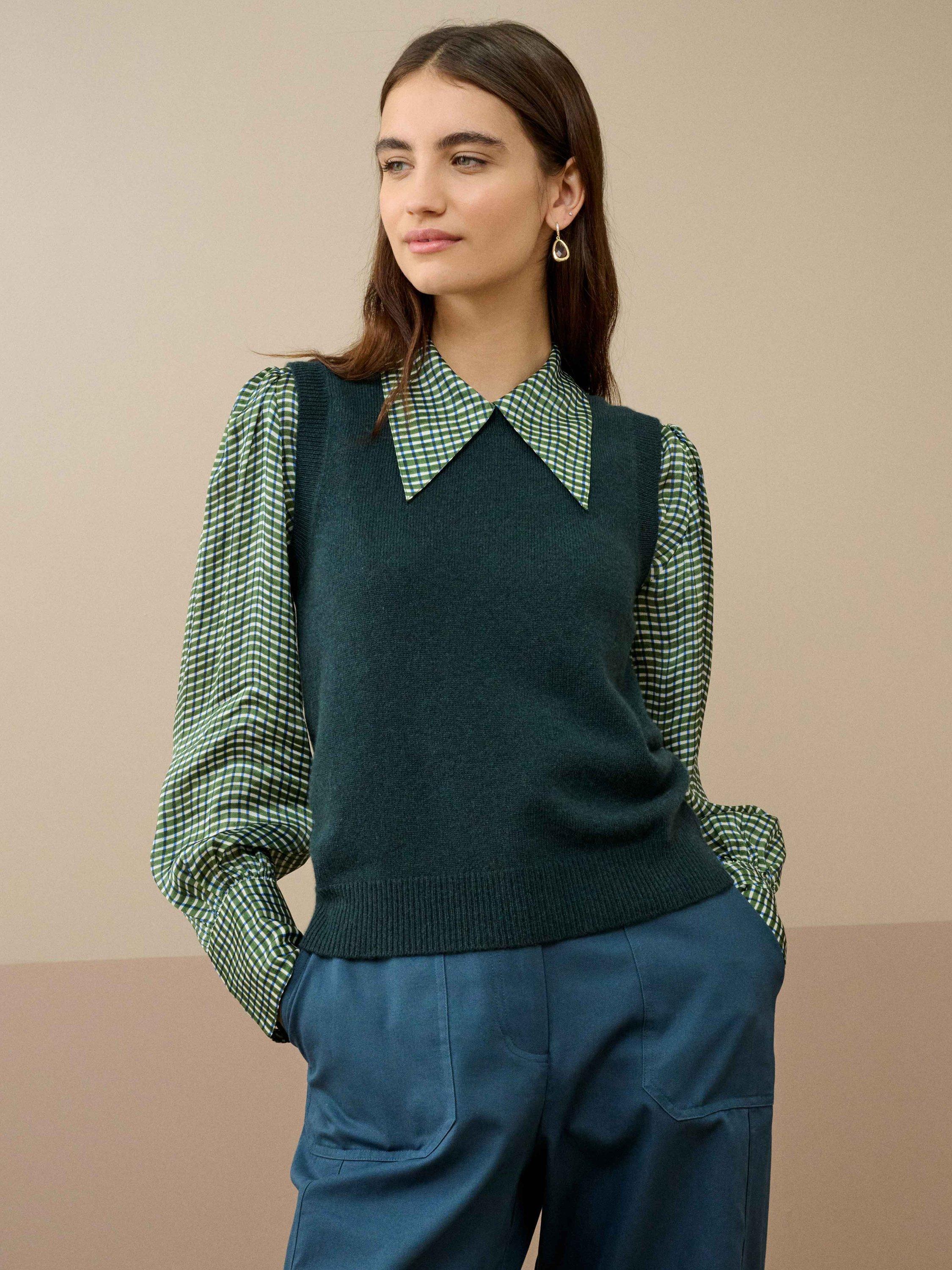 Product image 1 of 5, which shows Brora Pure Cashmere Tank Top, Ivy, 10