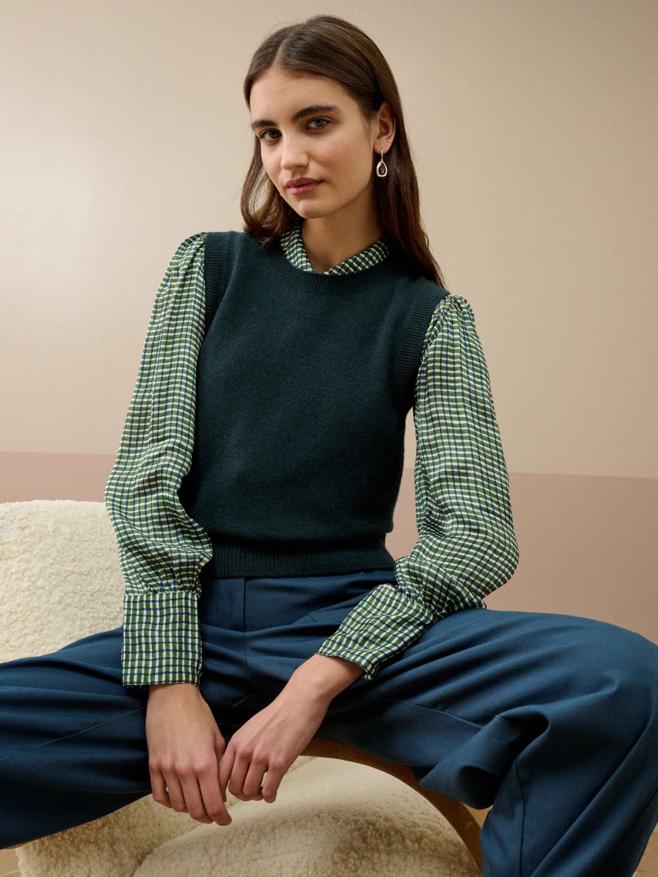 Product image 3 of 5, which shows Brora Pure Cashmere Tank Top, Ivy, 10