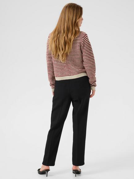 KAFFE Ellery Wool Blend Long Sleeve Crew Neck Cardigan - view 2, Red/Multi