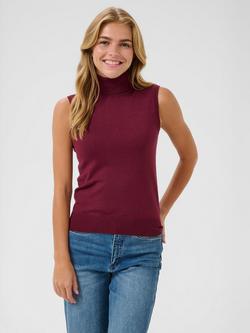 KAFFE Lizza Sleeveless Roll Neck Jumper, Mid Red