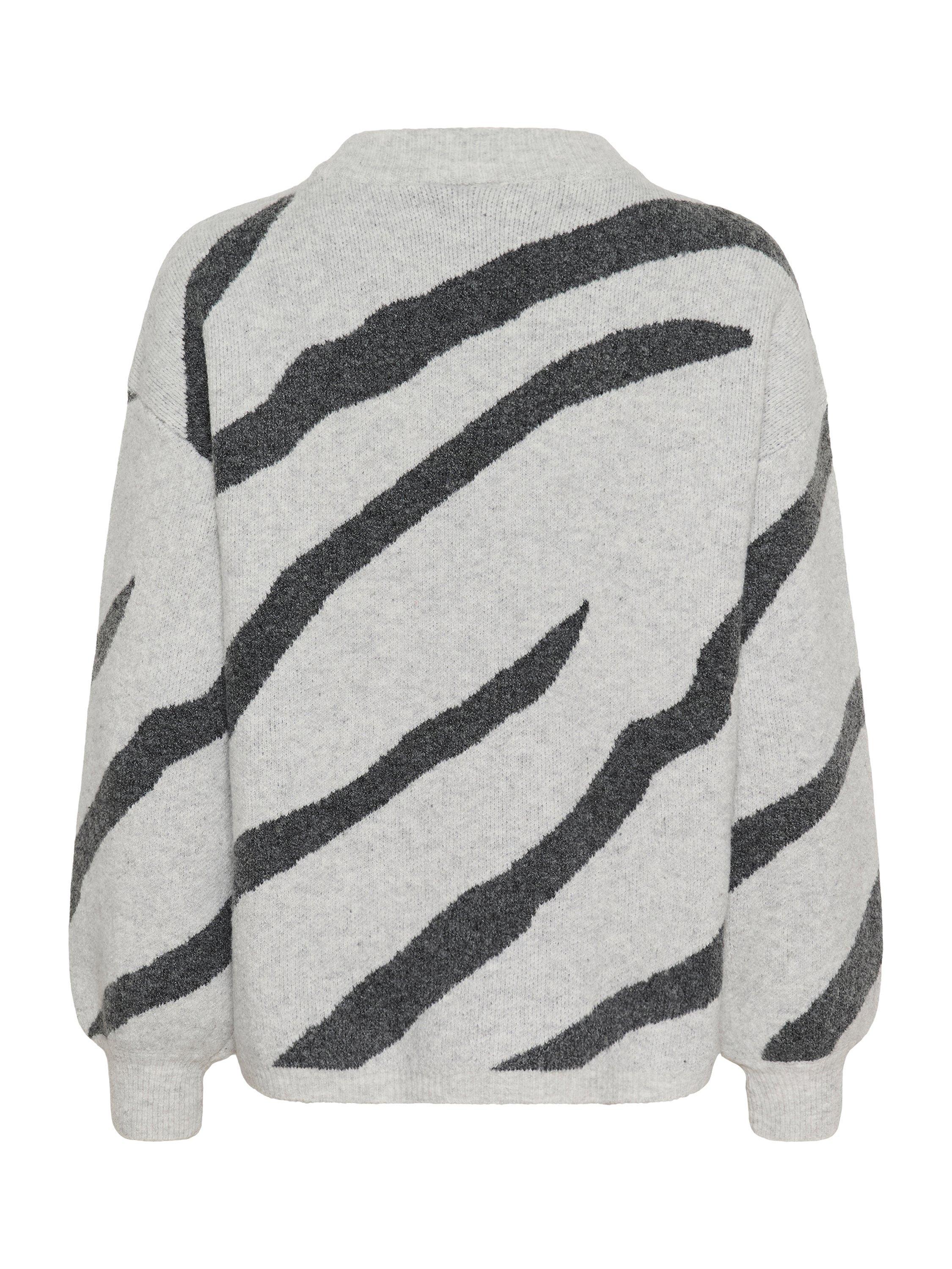 Product image 6 of 6, which shows KAFFE Wilma Wool Blend Stripe Long Sleeve Crew Neck Jumper, Grey/Multi, XL