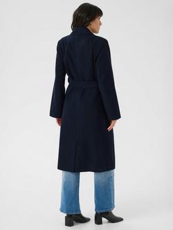 KAFFE Fanny Wool Blend Longline Overcoat - view 2, Mid Blue