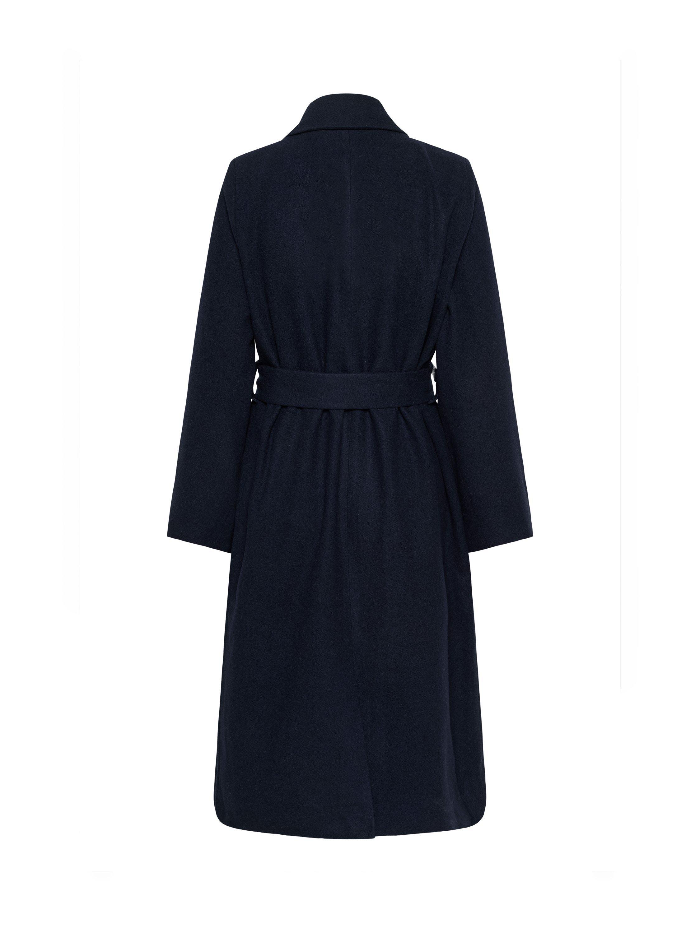 Product image 5 of 5, which shows KAFFE Fanny Wool Blend Longline Overcoat, Mid Blue, 18