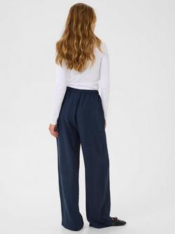 KAFFE Ellen Wide Leg Mid Rise Culotte Trousers - view 2, Mid Blue