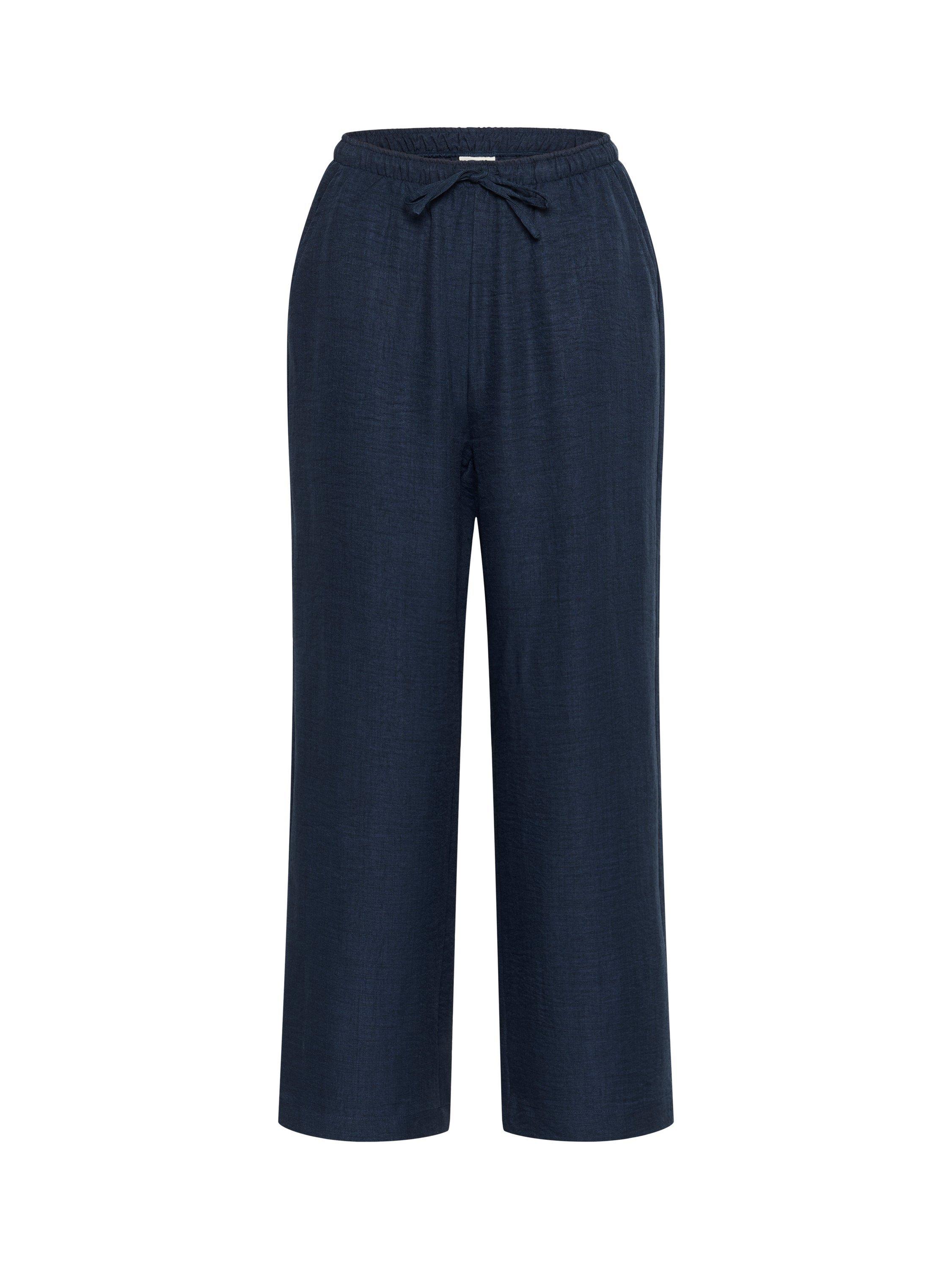 Product image 5 of 6, which shows KAFFE Ellen Wide Leg Mid Rise Culotte Trousers, Mid Blue, 8