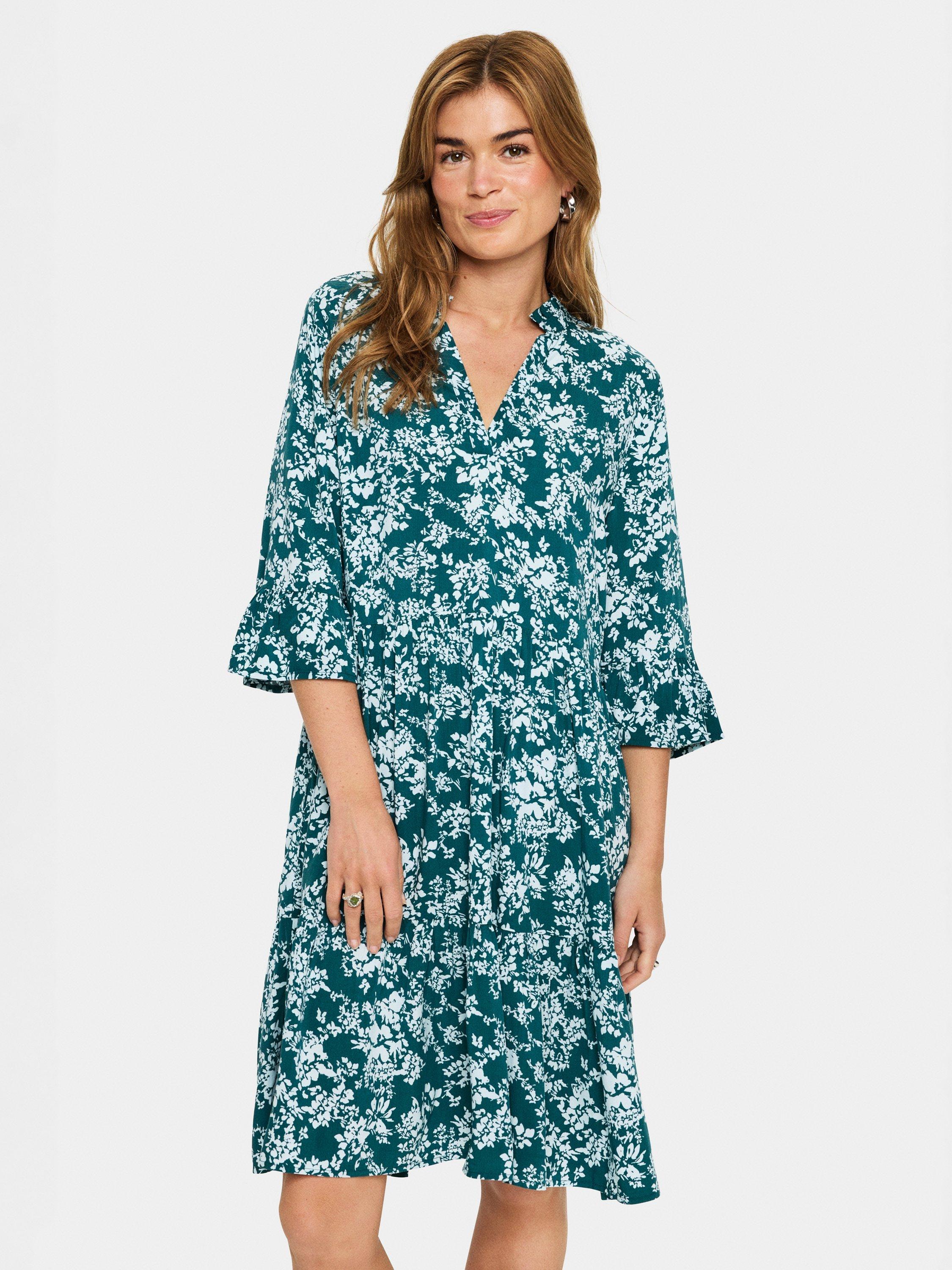 Product image 1 of 6, which shows Saint Tropez Eda V Neck Midi Dress, Green/Multi, XS