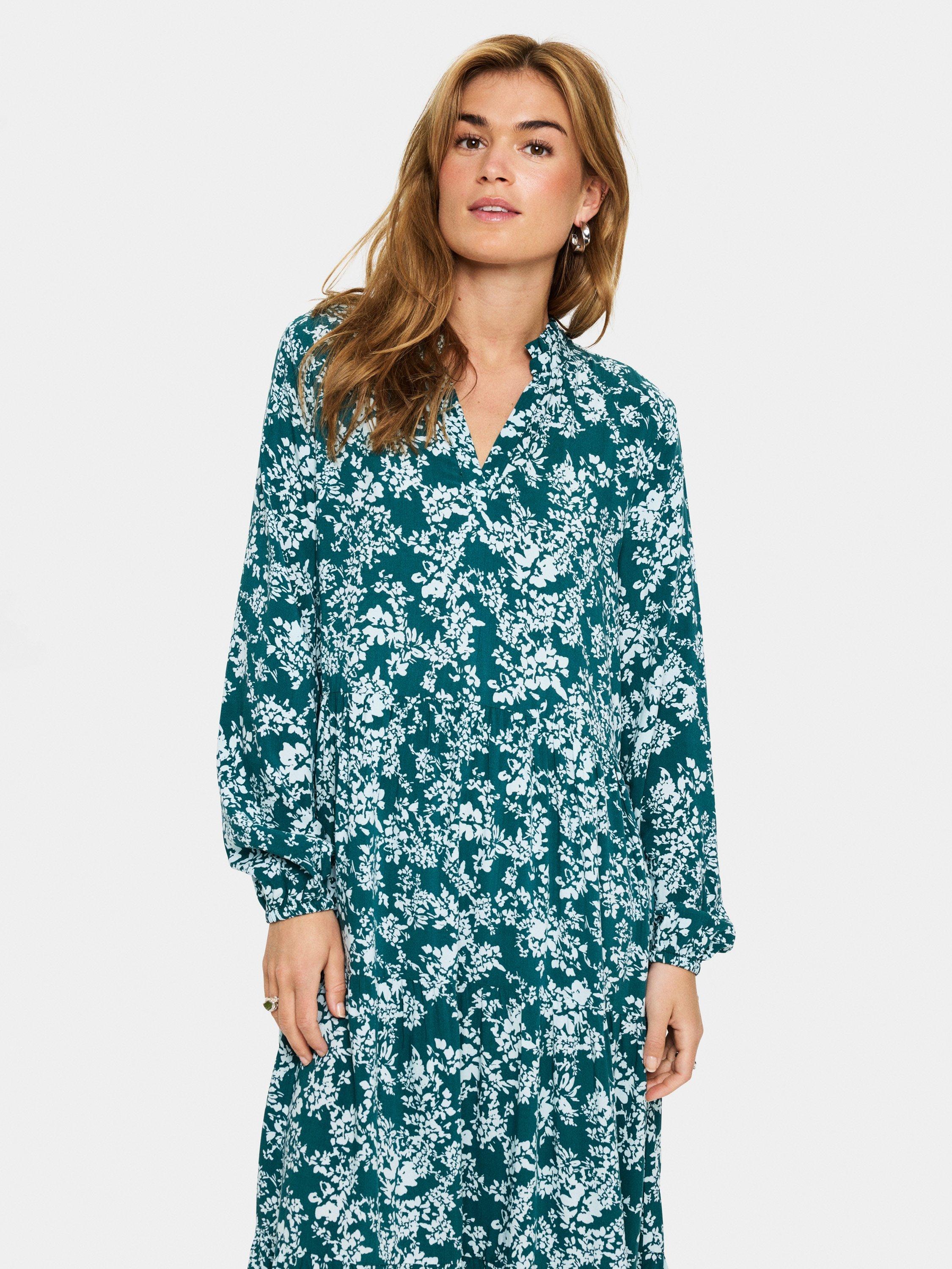 Product image 3 of 6, which shows Saint Tropez Eda V Neck Maxi Dress, Green/Multi, XS