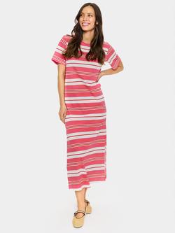 Saint Tropez Faria Stripe T-Shirt Midi Dress, Pink/Red, Pink/Red