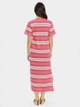 Saint Tropez Faria Stripe T-Shirt Midi Dress, Pink/Red