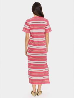 Saint Tropez Faria Stripe T-Shirt Midi Dress, Pink/Red - view 2, Pink/Red