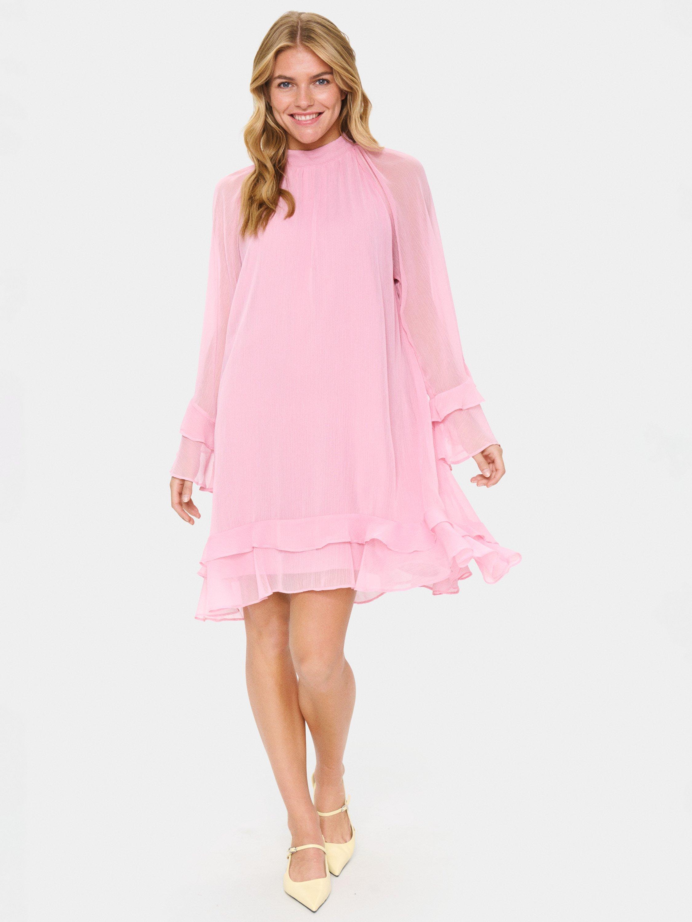 Product image 3 of 6, which shows Saint Tropez Labelle Ruffle Dress, Pink Nectar, XS