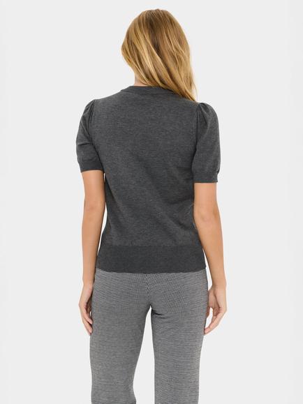 Saint Tropez Mila Short Sleeve Shimmer Jumper, Mid Grey - view 2, Mid Grey