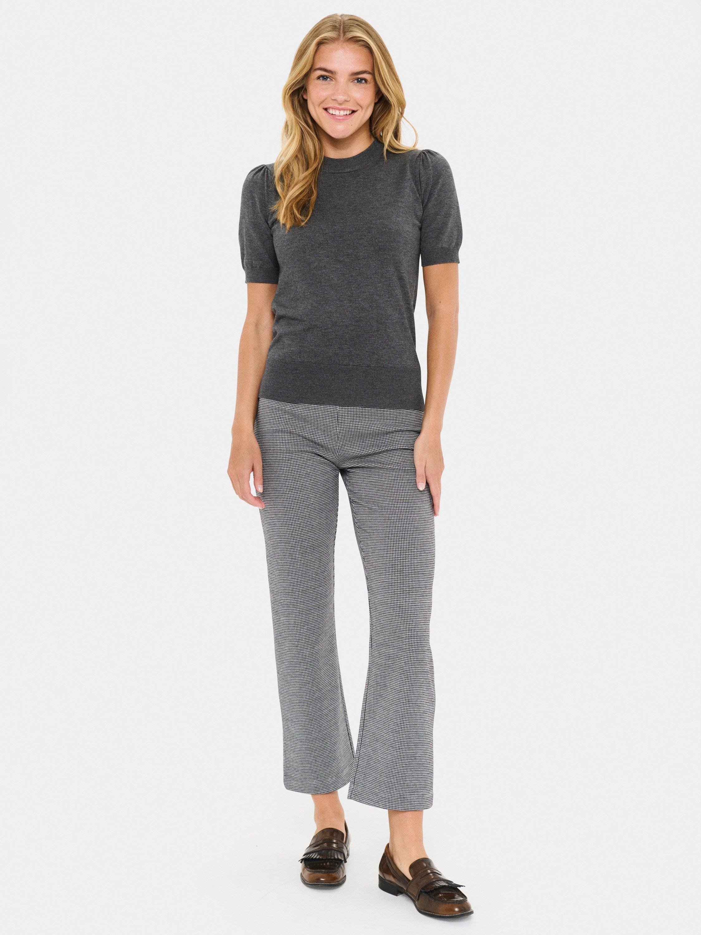 Product image 3 of 6, which shows Saint Tropez Mila Short Sleeve Shimmer Jumper, Mid Grey, XS