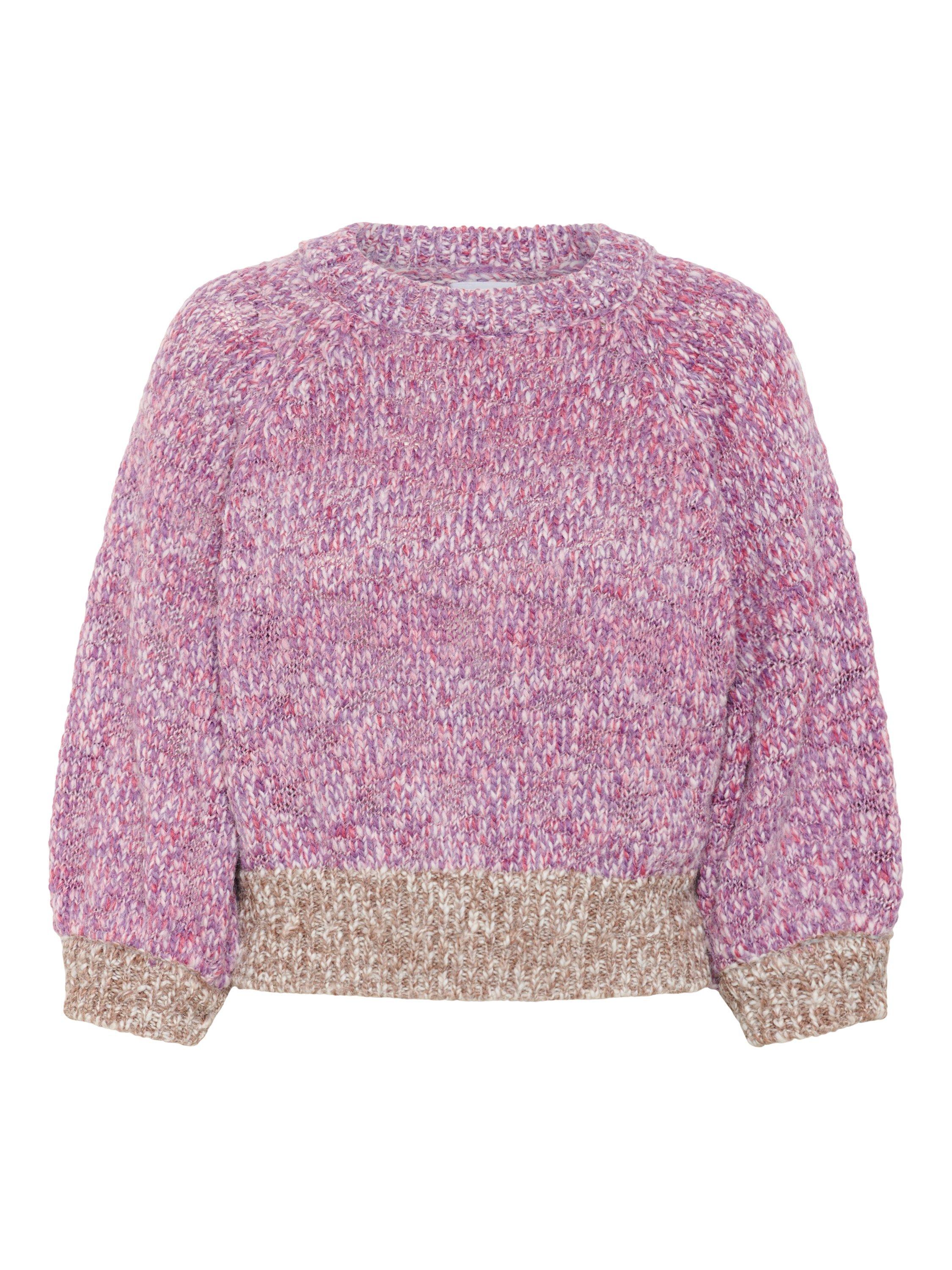 Product image 1 of 2, which shows Saint Tropez Mylene Wool Blend Colour Block Long Sleeve Crew Neck Jumper, Pink/Multi, XS