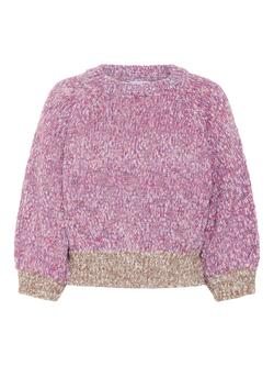 Saint Tropez Mylene Wool Blend Colour Block Long Sleeve Crew Neck Jumper, Pink/Multi