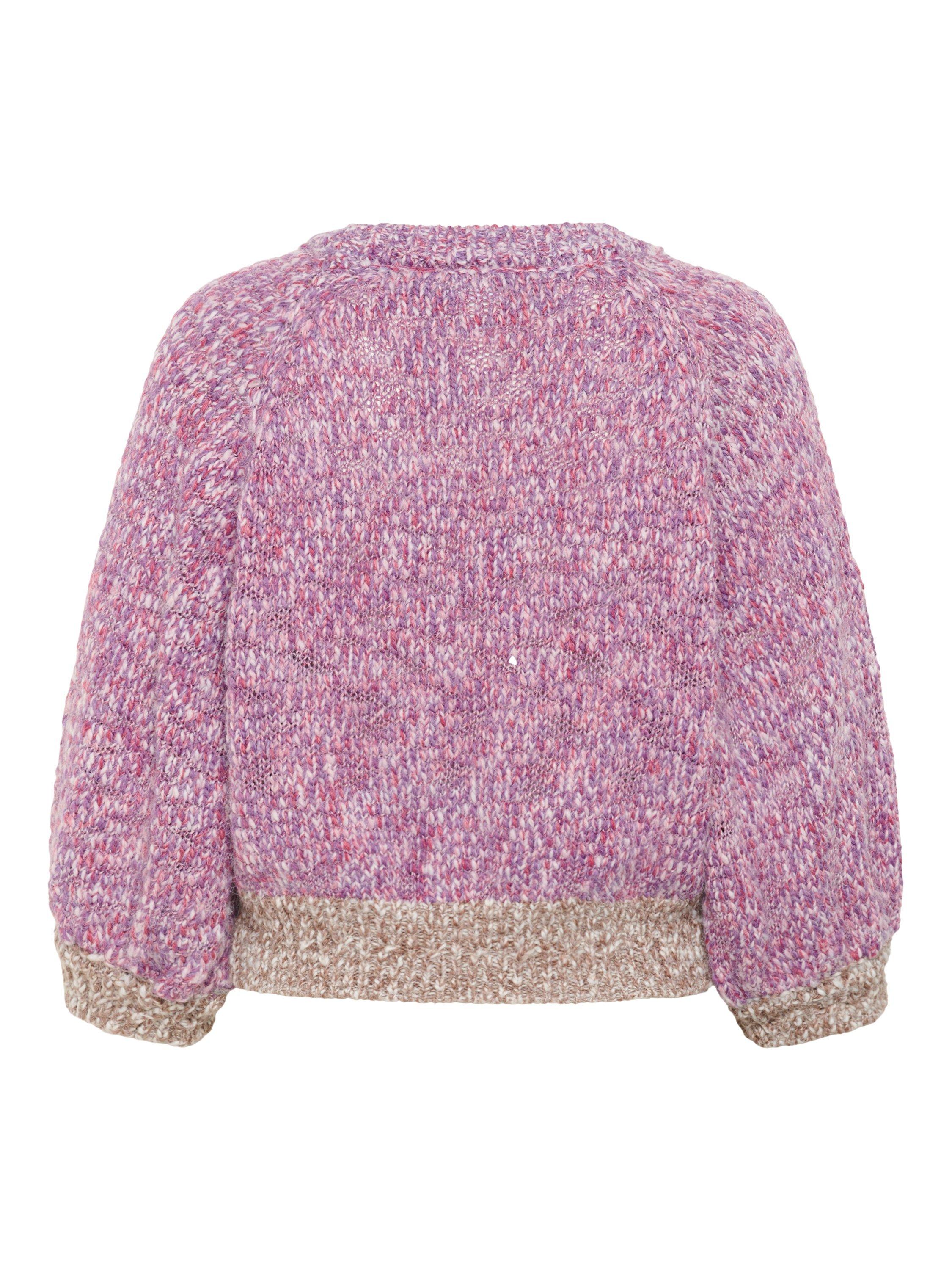 Product image 2 of 2, which shows Saint Tropez Mylene Wool Blend Colour Block Long Sleeve Crew Neck Jumper, Pink/Multi, XS