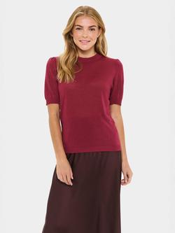 Saint Tropez Pau Short Sleeve Metallic Knit Top, Mid Pink, Mid Pink