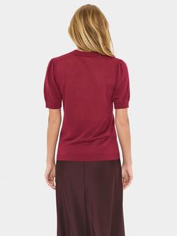 Saint Tropez Pau Short Sleeve Metallic Knit Top, Mid Pink - view 2, Mid Pink