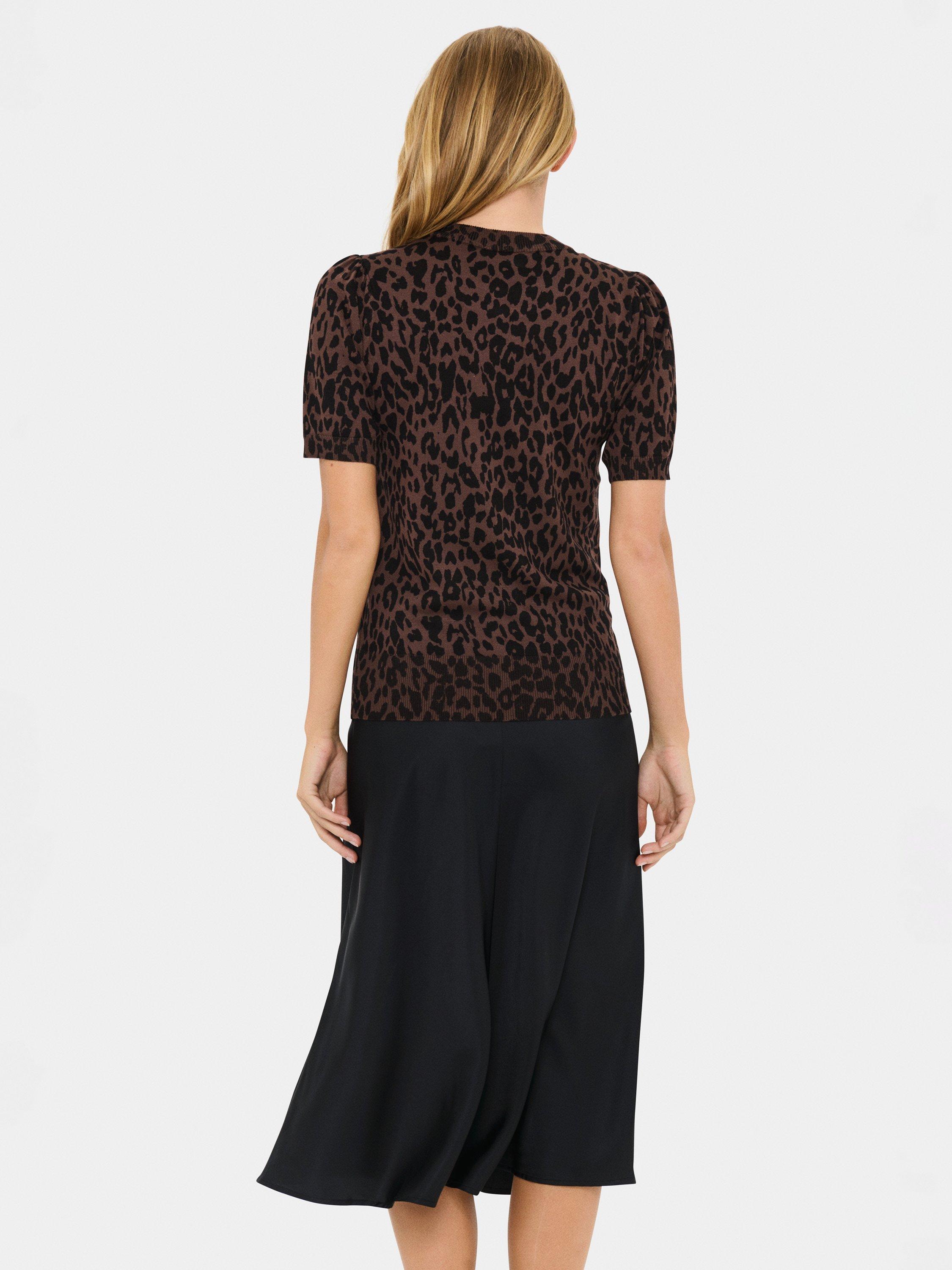 Product image 2 of 6, which shows Saint Tropez Zhila Short Sleeve Jumper, Brown/Multi, XS