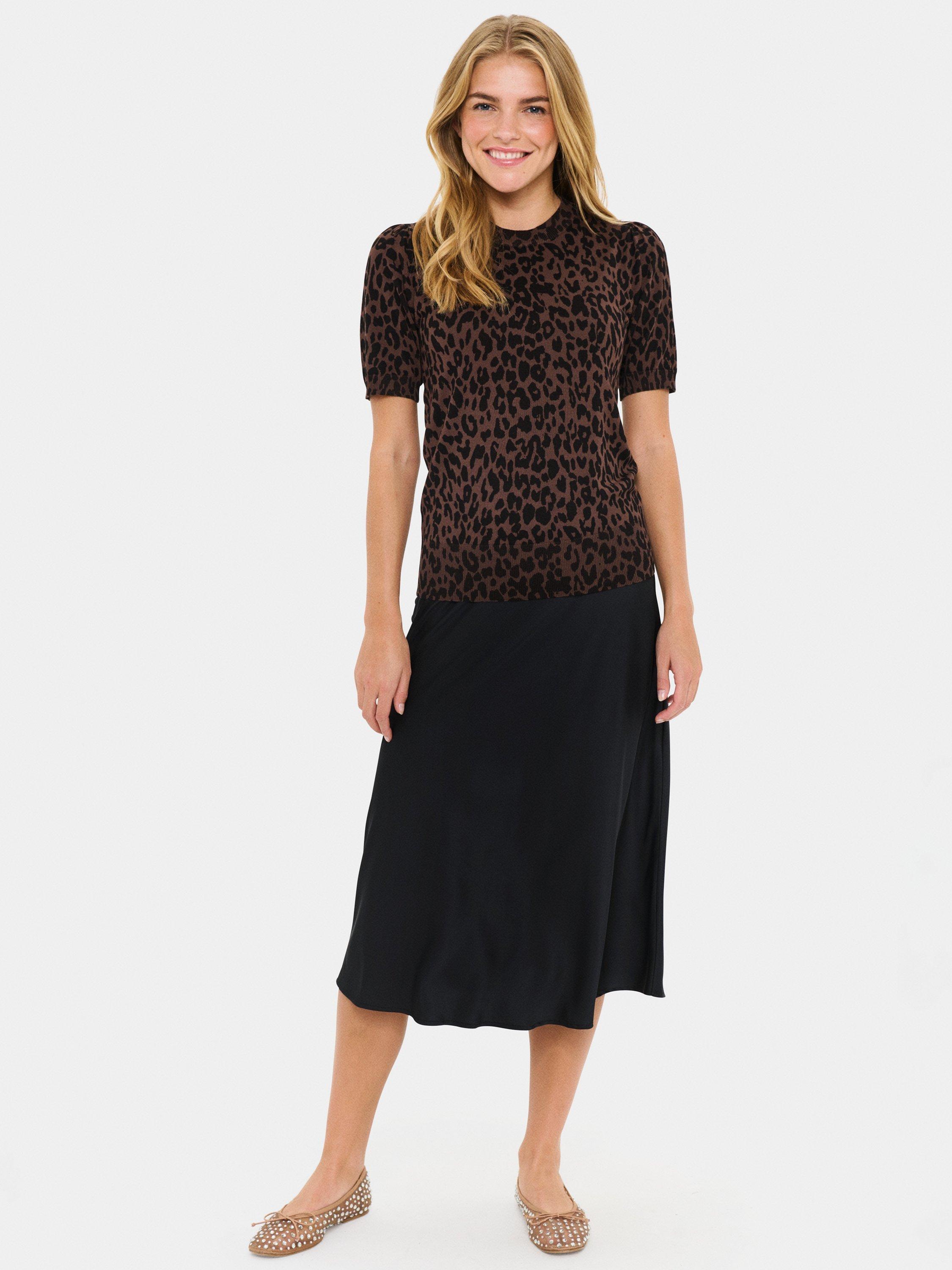 Product image 3 of 6, which shows Saint Tropez Zhila Short Sleeve Jumper, Brown/Multi, XS