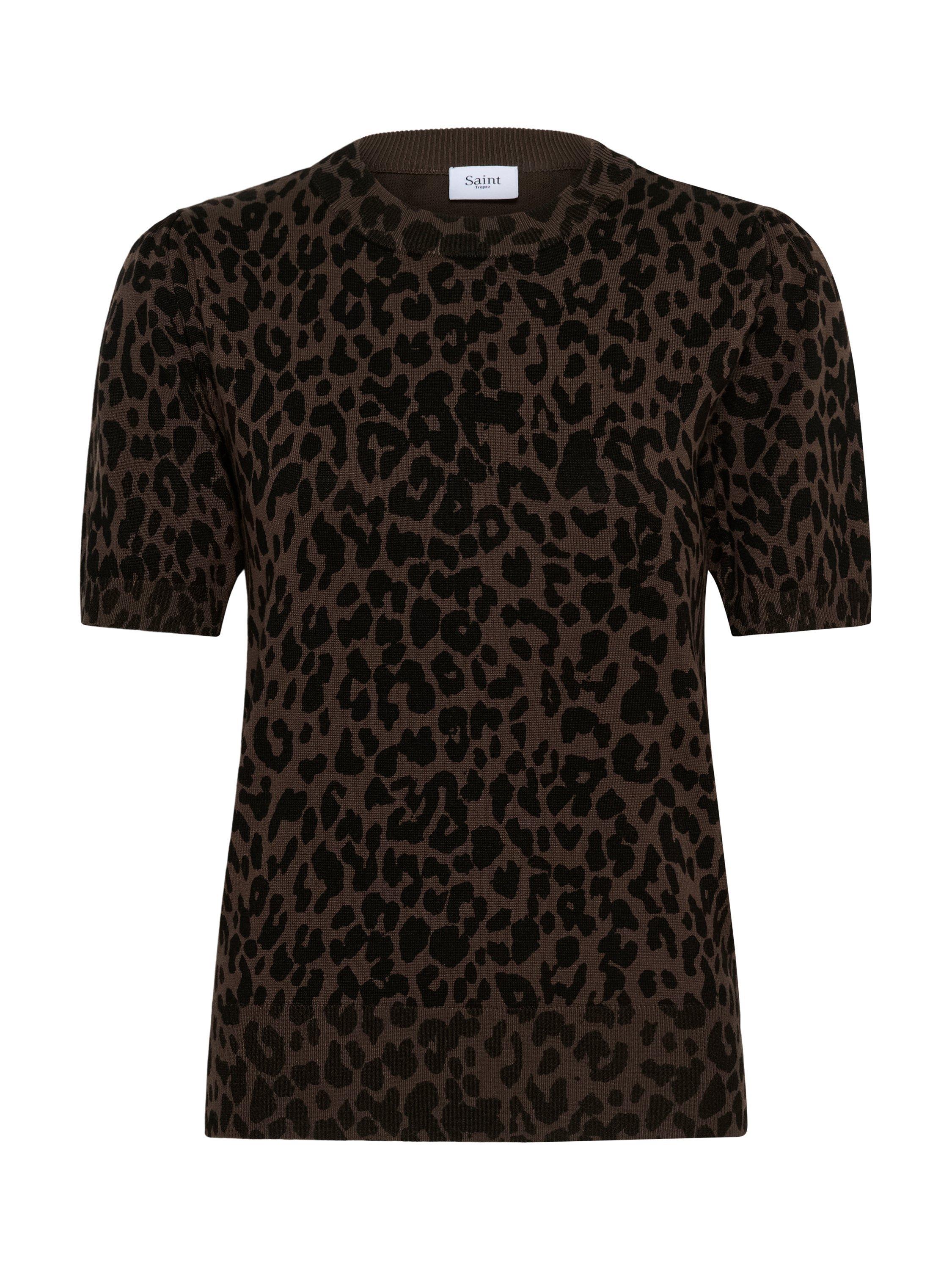 Product image 5 of 6, which shows Saint Tropez Zhila Short Sleeve Jumper, Brown/Multi, XS