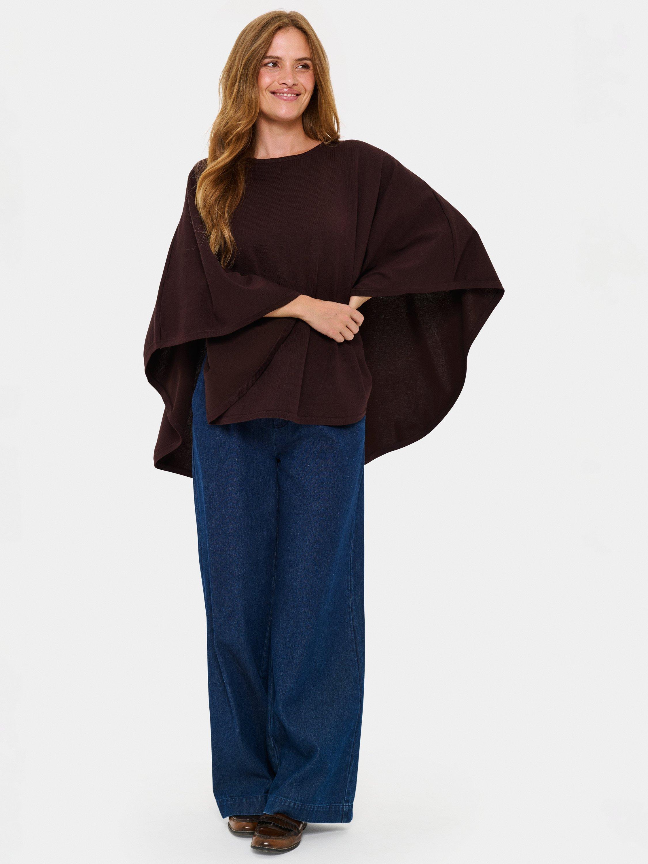 Product image 3 of 6, which shows Saint Tropez Billi Poncho, Chocolate Plum, One Size
